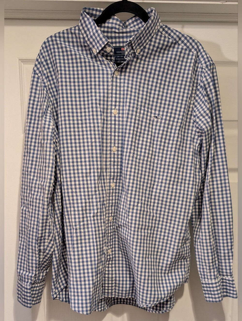 Vineyard Vines Blue White Men's Classic Fit Tucker Shirt Cotton Spandex Blend XL